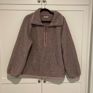 Madewell fleece pullover, light purple, XL, baggy fit.
